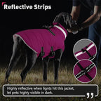 Dogcheer Dog Coat, Waterproof Dog Jacket with Harness, Reflective Adjustable Puppy Winter Coat with Zipper, Christmas Pet Snow Jacket Clothes for Small Medium Large Dogs - Pink XL