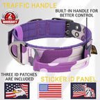 ADITYNA Heavy Duty Dog Collar for Extra-Large Dogs - Camo Purple Collar with Handle for Training, and Walking - Wide, Thick, Tactical, Soft Neoprene Padded