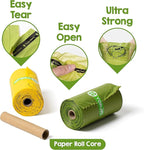 YORJA Dog Poop Bags Rolls with Dispenser & Holder, 510 Pet Waste Bags, 100% Leak Proof Extra Thick and Strong Corn Starch Blend