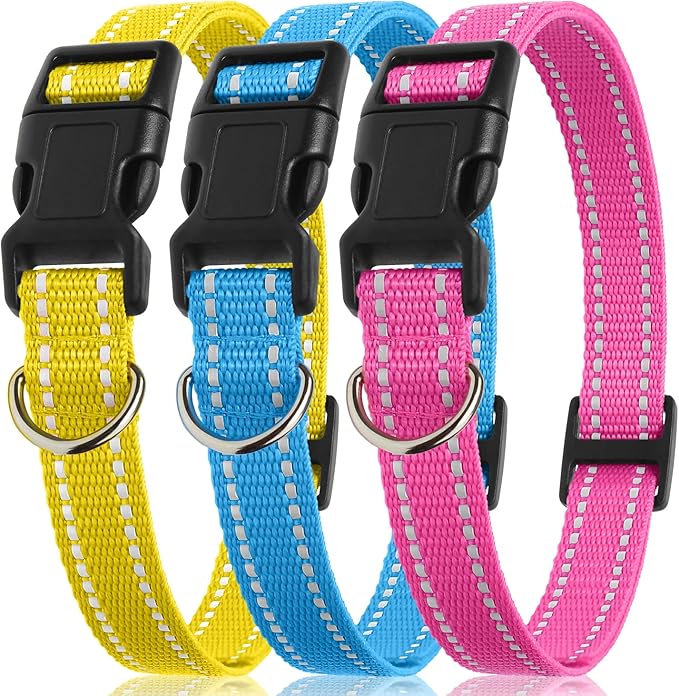 PetJoy 3-Pack Replacement Straps for Shock & E Collars - Durable Nylon Adjustable Dog Collars, 8-27 Inches, Quick Release Buckle & D-Ring