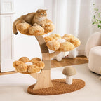 Modern Cat Tree Tower for Indoor Cats Large Adult, 37 inch Flower Cat Tree with Scratching Post, Luxury Aesthetic Cat Tree with Cloud-Soft Flower Perches and Physical Mouse-Sound Hanging Toy