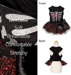 Fitwarm Halloween Skeleton Dog Dress, Funny Dog Halloween Costumes, Doggy Clothes for Small Dogs Girl, Pet Apparel, Black, Red, White, Small
