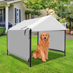 4x4 FT X-Large Outdoor Dog House for Large Dogs, Heavy Duty Weatherproof Dog Kennel with Upgraded Doors, Dog Tent for Outside Shelter, Waterproof Canopy Pet House for Small Animals, Grey