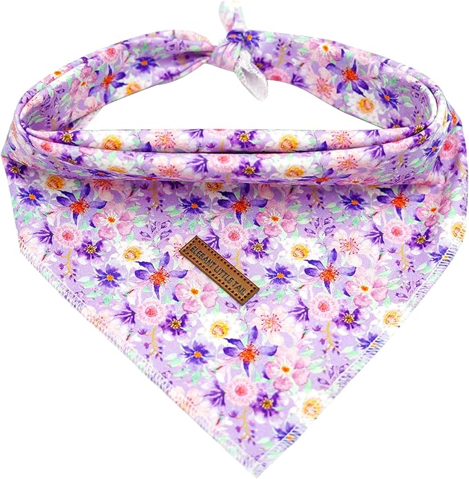 Elegant little tail Dog Bandana 1PC Washable Cotton Summer Dog Kerchief Reversible Cotton Bibs Scarf Triangle Scarfs for Small Medium Large Dogs