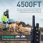 Dog Shock Collar 2 Dogs(15-150lbs) with Flashing Light for Night Walks,4500FT Dog Training Collar Adjustable Pitch Beep(1-8), Vibration(1-16), Safe Shock(1-99), and Keypad Lock