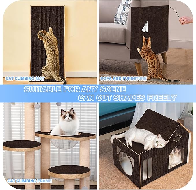 Cat Scratch Mat 5Pack,39.3"x15.7" Cat Scratching Mat Self-Adhesive Carpet Mat Trimmable, Cat Wall Shelves, Cat Scratcher Board,DIY Furniture Protecting Furniture Protector Sofa