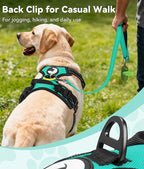 Joytale No Pull Dog Harness for Large Dogs, Reflective Pet Vest with Front Clip, Adjustable Soft Padded Harnesses with Easy Control Handle for Training and Walking, Teal, L