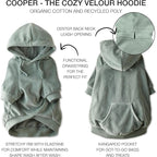 Cooper II Organic Cotton Velour Dog Hoodie Pet Coat for Small, Medium and Large Dogs, Sage, XXX-Small (up to 5lbs)