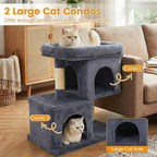 PETSITE 25.5-inch Small Cat Tree, Modern Multi-Level Cat Tower with 2 Comfy Condos, Sisal Scratching Posts, Large Plush Top Perch, and Anti-Tipping Kits, Ideal for Indoor Cats and Kittens (Dark Grey)