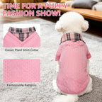 SCENEREAL Dog Sweaters for Small Medium Dogs, Pet Hoodie Sweatshirts Winter Knitted Pullovers with Fashion Shirt Collar, Puppy Clothes Cold Weather Coats, Pink L