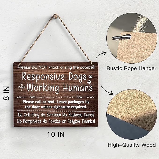 No Soliciting Sign For House, Do Not Knock Or Ring Doorbell, Do Not Knock Or Ring Doorbell, Rustic Hanging Sign For Front Door, Nursery Home Bedroom - f005