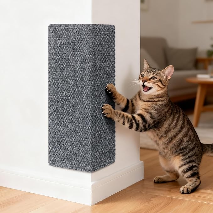 Wall Cat Scratcher for Indoor Cats,19.6x9.8”Corner Cat Scratcher,Cat Scratch Pad Furniture Protector for Door & Wall,Couch, Durable Cat Scratching Board Easy Mount (Grey, 19.6”x9.8”)