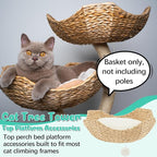 3 Set 18" Cat Tree Tower Replacement Parts Add ons Accessories Set Wicker Basket Beds Rattan Cat Tree Handwoven Rope Nest Bowl Screws Bottom Plate with Furry Balls and Soft Cushion
