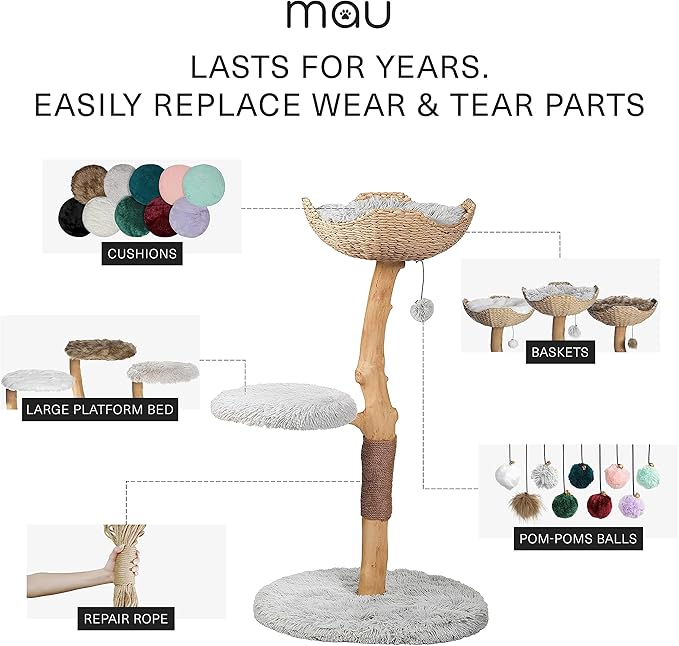 Mau Lifestyle Gray Uni Cat Tree, 43" H, 27 LBS, Grey/Gray