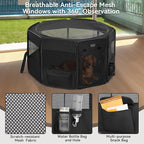 PETSFIT Portable Dog Playpen,36" Dog Play Pen Indoors with Removable Waterproof Mat & Zippered Roof | RV, Camping, Travel Dog Pen | Whelping & Cat Observation Space(36" L x 36" W x 21" H)