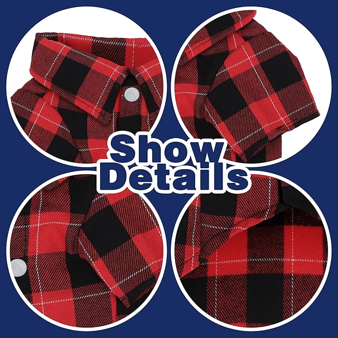 Paiaite Plaid Dog Shirt: Classic Checkered Style in Pure Cotton for Large, Medium, and Small Breeds, Comfort, Breathability, and Elegance. Perfect for Everyday Wear, and Photoshoots Red XL