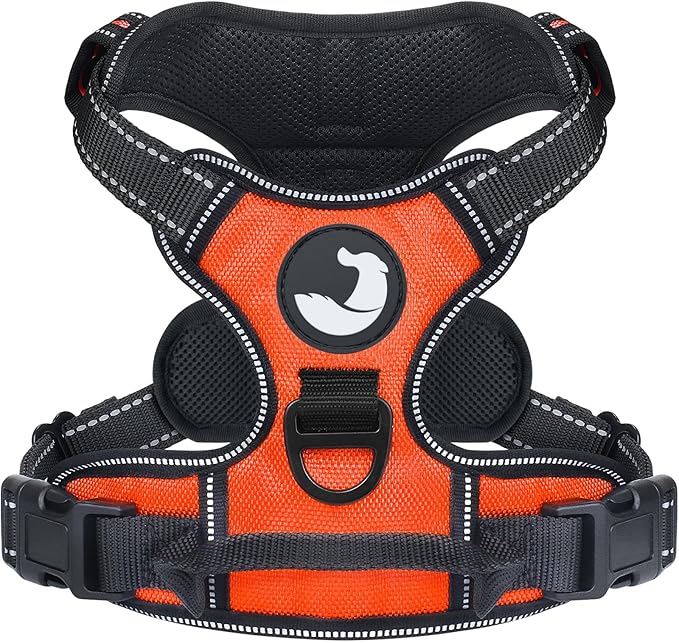 Joytale No Pull Dog Harness Medium Sized Dog, Reflective Pet Vest with Front Clip, Adjustable Soft Padded Harnesses with Easy Control Handle for Training and Walking, Orange, M