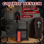 Gothic Cat Tree with Coffin Bed,53" Cat Tower with Spacious Cat Condo，Scratching Posts，Spider Hanging Ball，Multi-Level Cat Activities Furniture for Large Cats, Black Halloween