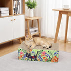 WUWEOT 2 in 1 Cat Scratching Board, Removable Cardboard Scratching Pad, Large Cat Lounge Sofa with Detachable Toy for Indoor Cats to Rest, Grind Claws and Play