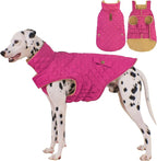 Dog Coat, Warm Windproof Dog Coats for Large Dogs Boy, Waterproof Pet Winter Jacket, Cold Weather Clothes Dogs Snowsuit with Leash Hole, Rose Red XXX-Large