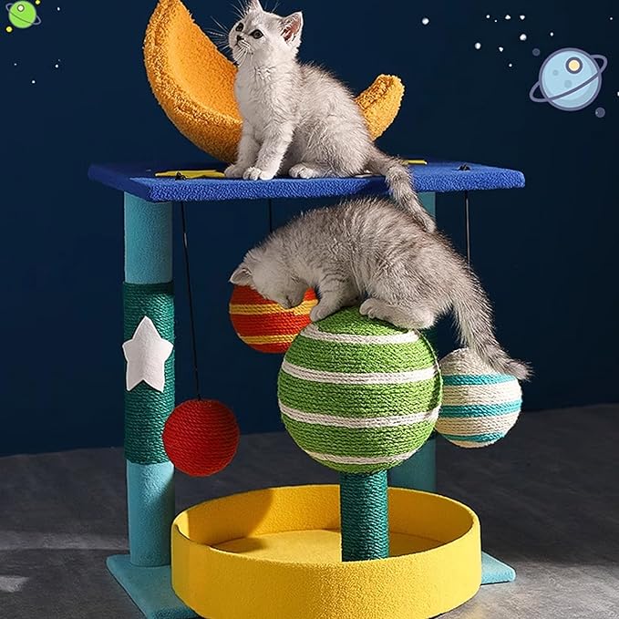 35 Inch Starry Sky Cat Tree Tower | Multi-Layer Cats Furniture with Space Capsule