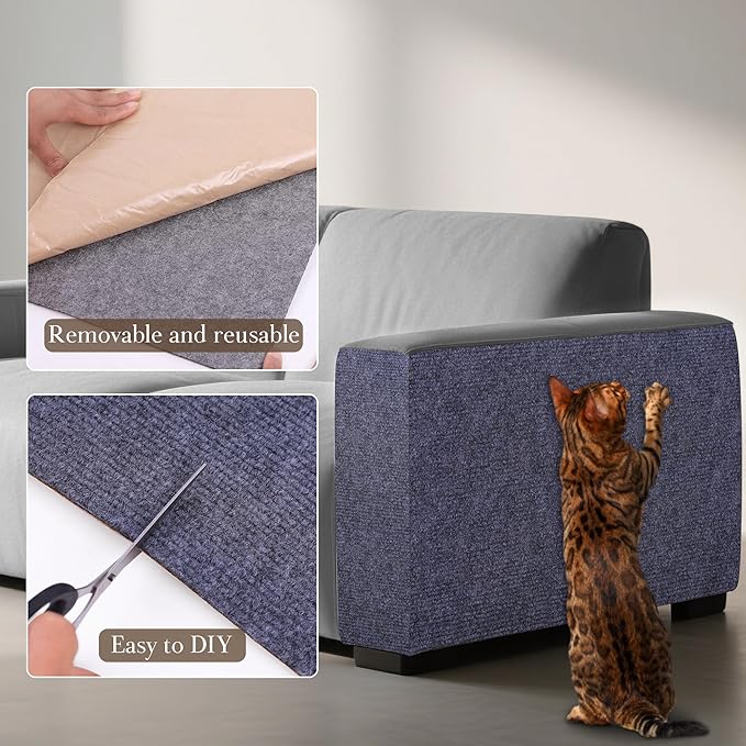 2 Pack Cat Scratch Furniture Protector Trimmable DIY Climbing Scratching for Indoor Couch Protector from Cat Claws, Walls and Tower Replacement (Grey, 15.7'' x 23.6'')