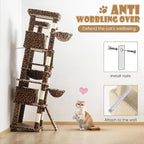 SHA CERLIN 81in Multi-Level Tall Cat Tree Tower for Indoor Kitties/Larger Cat Condo Furniture with Hammock/Cozy Pussycat Perches/Sisal Scratching Posts/Pet House/Wide Base/Leopard Print