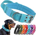 Tactical Dog Collar with Control Handle, Military Adjustable Pet Collar Reflective Heavy Metal Buckle Dog Collar, Soft Nylon Training Collar for Medium Large Dogs (Blue, Medium)