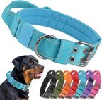Tactical Dog Collar with Control Handle, Military Adjustable Pet Collar Reflective Heavy Metal Buckle Dog Collar, Soft Nylon Training Collar for Medium Large Dogs (Blue, Large)