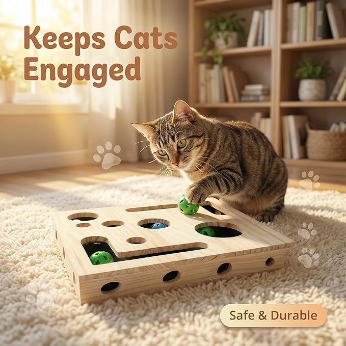 2026 New Cat Nail File Scratch Enrichment Box,Cat Scratchs Puzzle Enrichment Box, Cats Scratch Puzzle Toy with Snack Design, Sandpaper Inside for Indoor Scratching (Brown)