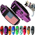 2-Inch Wide Tactical Dog Collar with Control Handle, Adjustable for Medium & Large Dogs, Military Style with Heavy-Duty Metal Buckle, USA Flag Patch & Customizable Name Plate, Training & Everyday Use