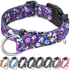 Martingale Collar for Dogs with Buckle Floral No Pull Training Dog Collars (Purple Floral, XLarge)