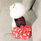 CuteBone Merry Christmas Dog Dress Velvet for Small Dogs Girl Reindeer Puppy Dresses Red Dog Clothes CVA04XS-D