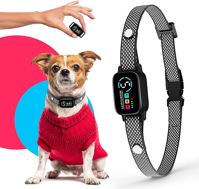 Bark Collar for Small Dogs 8-40 lbs – No Shock Anti Barking Collar with AI Chip – 3 Modes & 5 Sensitivity Levels – Waterproof, Rechargeable, Magnetic Charging – Humane, Effective Training (Black)