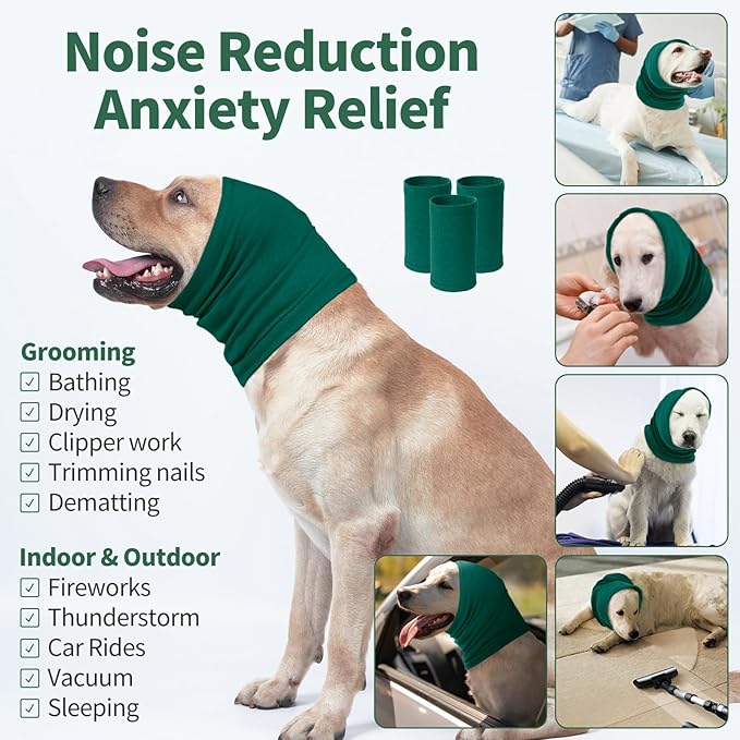 Nanaki Dog Calming Hoodie Ear Wraps for Dogs, Fireworks Ear Protection Head Muffs Doggy Warp Anxiety Relief, Doggy Hematoma Wrap, Pet Head Cover for Grooming and Force Drying Bathing Pet Protector