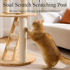 797Audio Wood Modern Cat Tree, 61.5" Tall Cat Tower with Sisal Scratching Posts, Cat Condo, Capsule and Ladder, Solid Wooden Aesthetic Multi-Level Cat Climbing Tree for Large Adult Indoor Cats