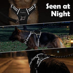 Funfox Dog Harness Medium Sized Dog, Vertical Handle Easy Control, No Pull Pet Vest Adjustable with 2 Leash Clips, Soft Material, Reflective Safe Night Walking for Small Medium Large Breed, Black, M