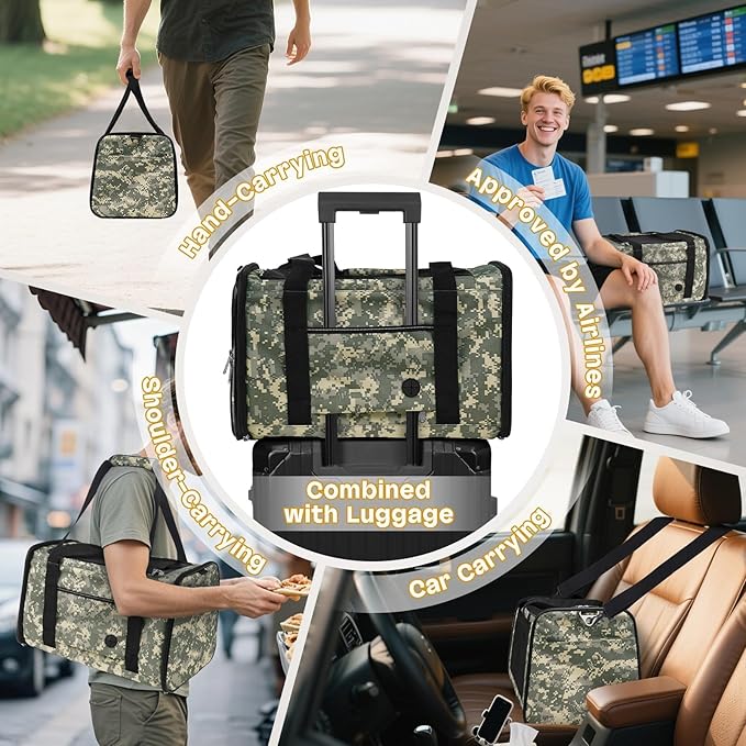 Cat Carrier Soft 25lbs Two Loading Pet Carriers Portable Small Dog Puppy Airline Approved Carrier with Side Pockets Foldable Portable for Outdoor Car Digital Grey