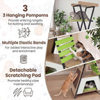 Tangkula 73 Inch Tall Cat Tree, Modern Wood Cat Tower with Scratching Pad, Extra-Large Perch & Removable Washable Mats, 3 Pompoms, Multi-Level Cat Furniture for Indoor Cats Large Adult (Green)