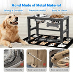 SHAINFUN Elevated Dog Bowls with Mat for Medium Large Dogs, Raised Dog Bowl Stand with 2 Stainless Steel 58oz Bowls, Tall Dogs Food Water Bowl Holder