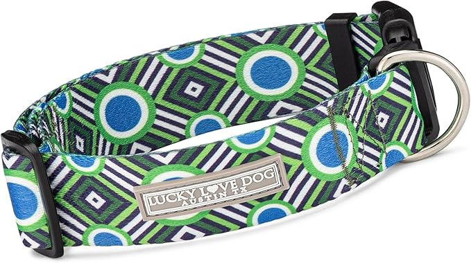 Lucky Love Dog Wide Dog Collar - Adjustable, Durable, Soft Webbing, & Comfortable 1.5 inch Wide Collar for Dogs Male and Female with Strong Buckle - Leo, Medium