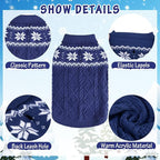 Warm Winter Dog Sweater - Cold Weather Pet Clothes for Small Medium Large Dogs Indoor Outdoor, Soft Classic Knit Puppy Apparel