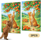 Nuxovilar Cat Wall Scratcher 15.3x23.6 Inches Polyester Synthetic Fiber, Orange Cat & Apple Tree Print, wall scratchers for Indoor Cats, Scratch pad, Home Decor, Porch, Garden Room (2pcs)