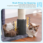 Hey-brother Cat Tree, 98.4-110.2 Inches Floor to Ceiling Cat Tree-Adjustable Height, Tall Cat Climbing Tower for Cats Large Adult with Scratching Post, Cat cando, Smoky Gray 0MPJ091G