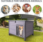 Dog House Outdoor Weatherproof, Sturdy Large Breed Doghouse Anti-Chewing Iron Frames Wood Houses, Dog Shelter for Indoor Puppies, Cats