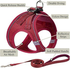 Dog Harness with Leash Set, No Pull Adjustable Reflective Step-in Puppy Pet Vest Harnesses for Small Medium Large Dogs and Cats,Red M