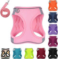 Dog Harness with Leash Set, No-Pull Step-in Reflective Pet Harness with 1 Leash Clips, Adjustable Soft Padded Easy Walk Dog Vest for Small Medium Large Dogs, Cats(Light Pink, XLarge)