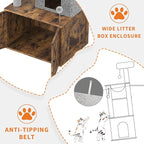 Cat Tree with Litter Box Enclosure Large,Tall Multilevel Cat Play House with Modern Cat Condo,Spacious Hammock, Cozy Top Perch,Sisal Posts and Dangling Balls,Wooden Cat Furniture for Indoor Cats Brown