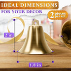 2 Pcs Bells for Door Knob – Hanging Bell for Door Opening 2″ × 1.8″ Vintage Brass with Hanging Loop, Clear Ringing Sound for Home Entry & Office Decorative – Small Bell for DIY Crafts & Holiday Decor