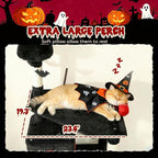 PawHut Gothic Cat Tree, 78" Extra Tall Cat Tower for Indoor Kittens with 2 Spacious Condos, Sisal Scratching Posts, 4 Bat Hanging Balls, Comfy Hammock, Ramp, Bed, Black and Red Halloween